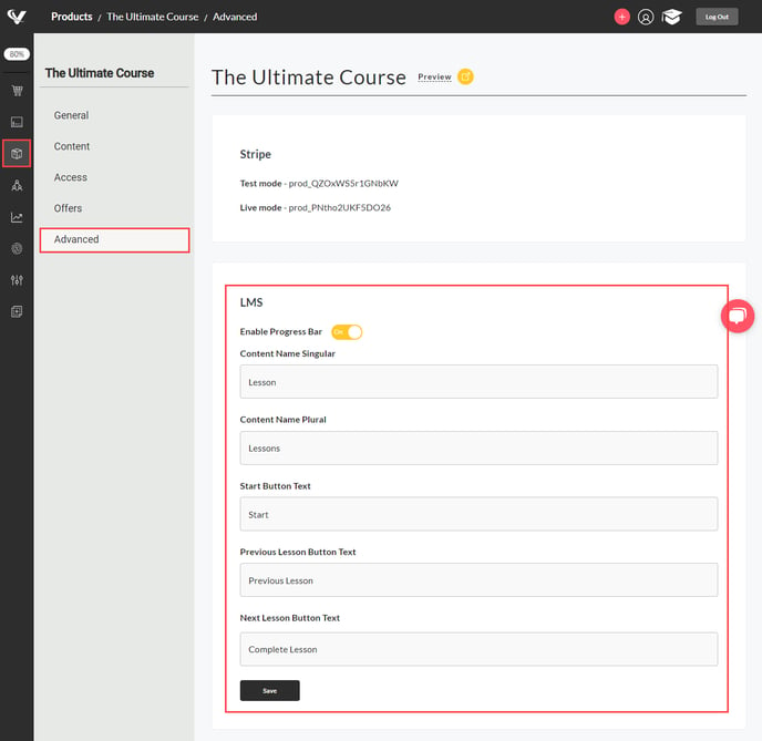 LMS Product Settings 2